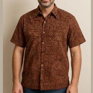 COOKE STREET HONOLULU Hawaiian 1/3 button up short sleeves redish brown medium
